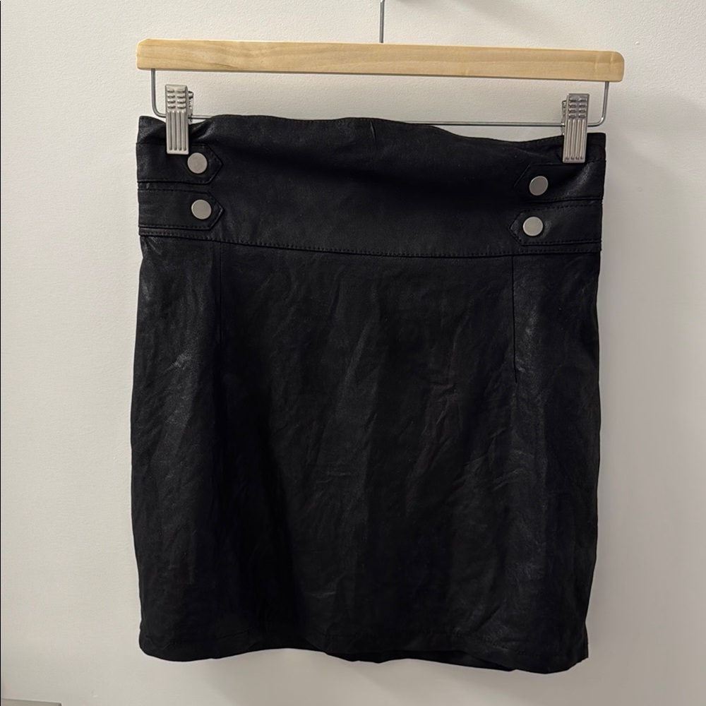 H&M Faux Suede Black Button-Detail Women's Skirt